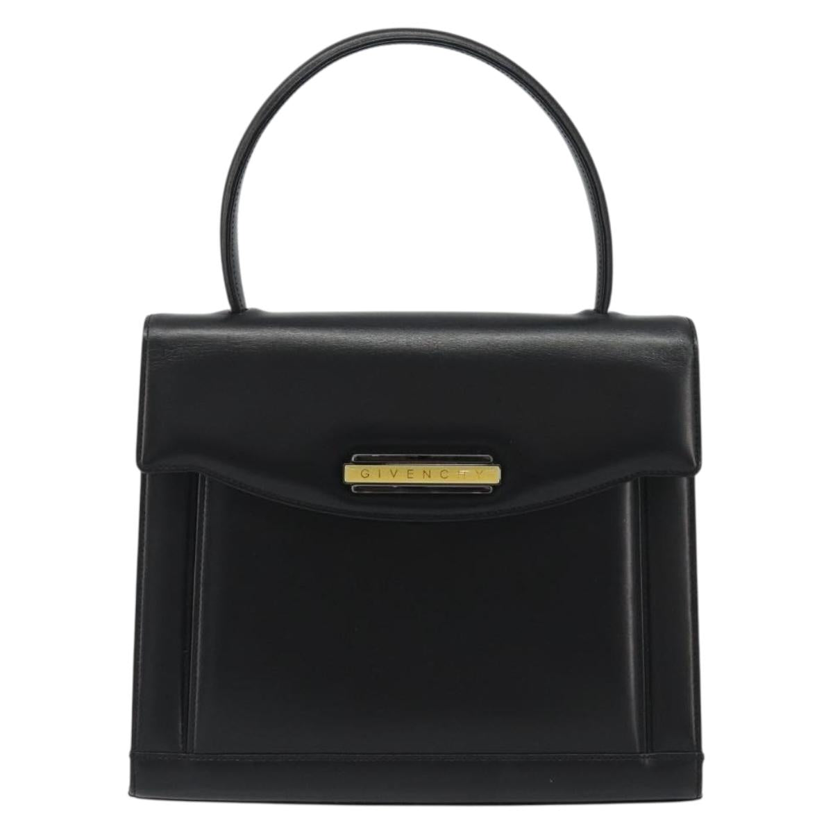 GIVENCHY Hand Bag Leather Black Auth 188085