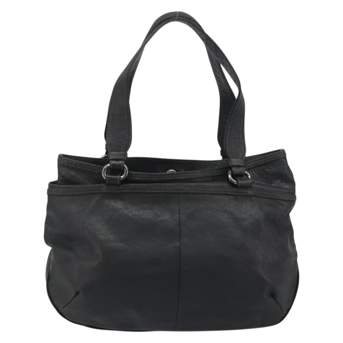 BURBERRY Tote Bag Leather Black Auth 188086A