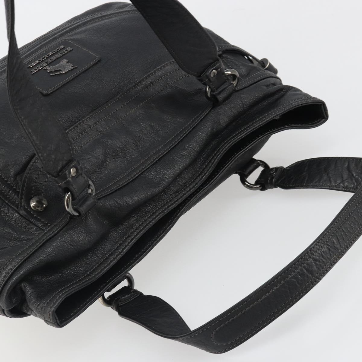 BURBERRY Tote Bag Leather Black Auth 188086A