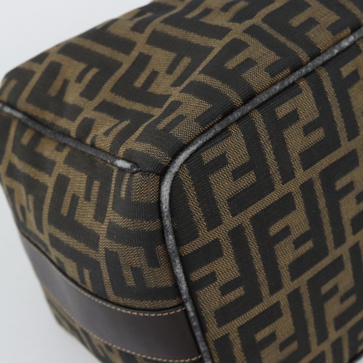FENDI Zucca Canvas Hand Bag Black Brown Auth 188089