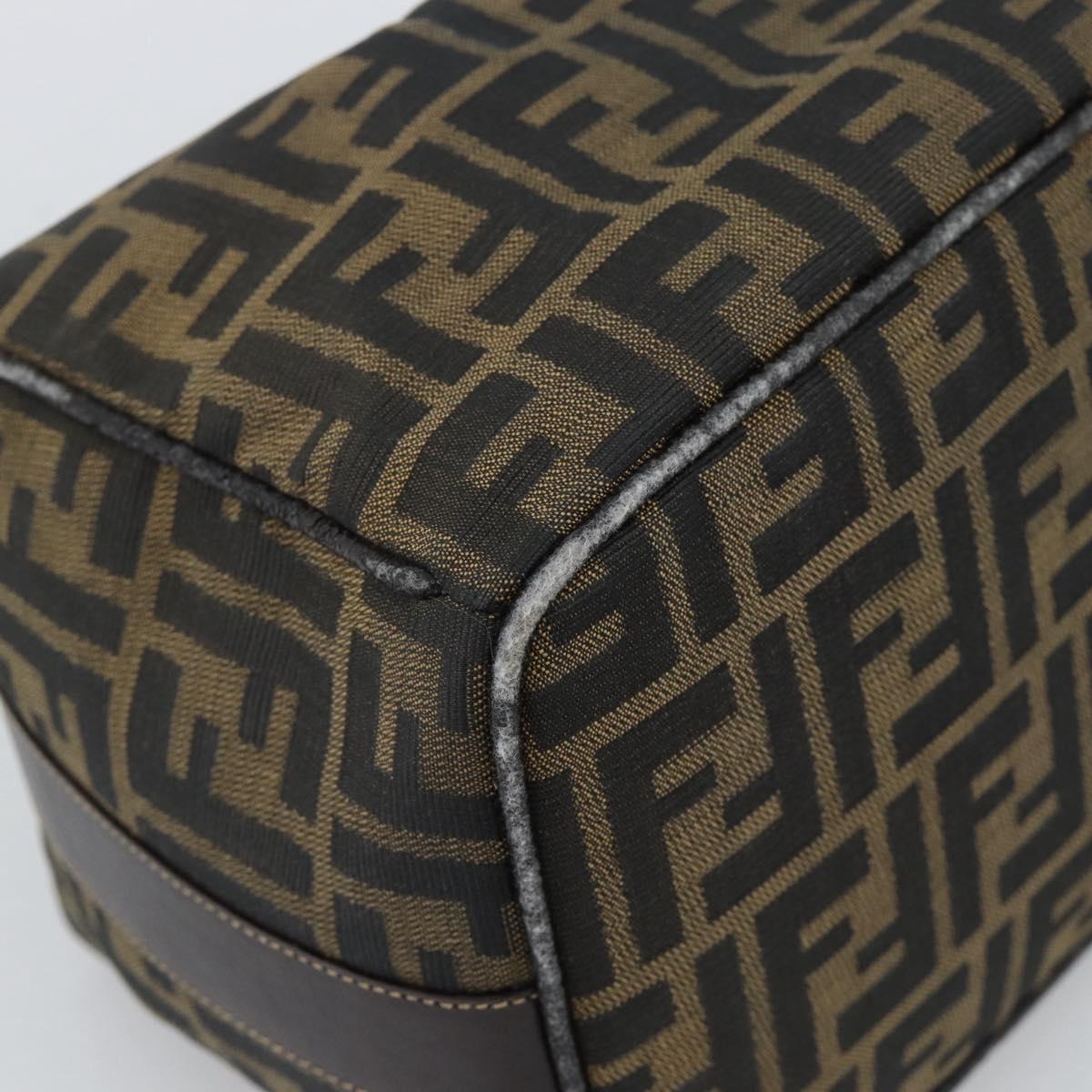 FENDI Zucca Canvas Hand Bag Black Brown Auth 188089