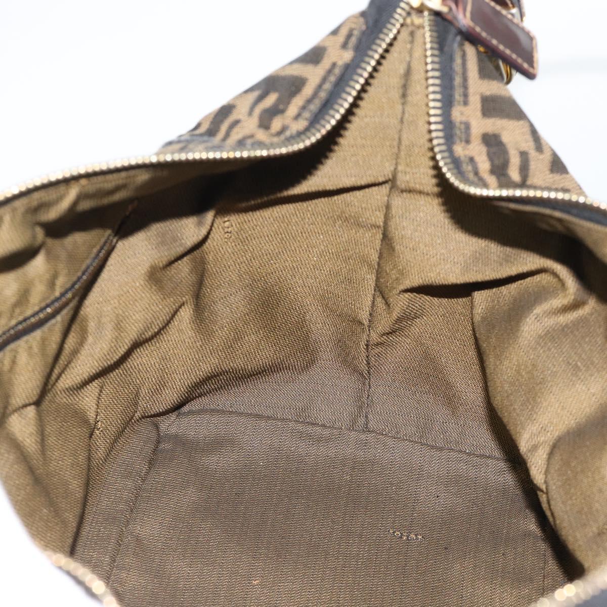 FENDI Zucca Canvas Hand Bag Black Brown Auth 188089