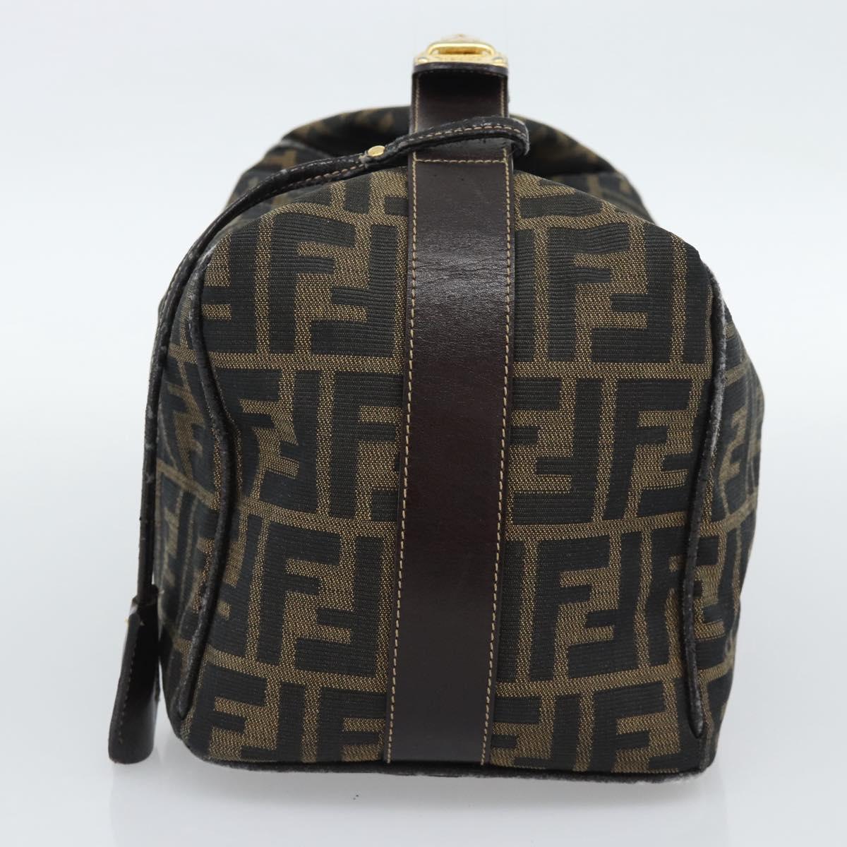 FENDI Zucca Canvas Hand Bag Black Brown Auth 188089