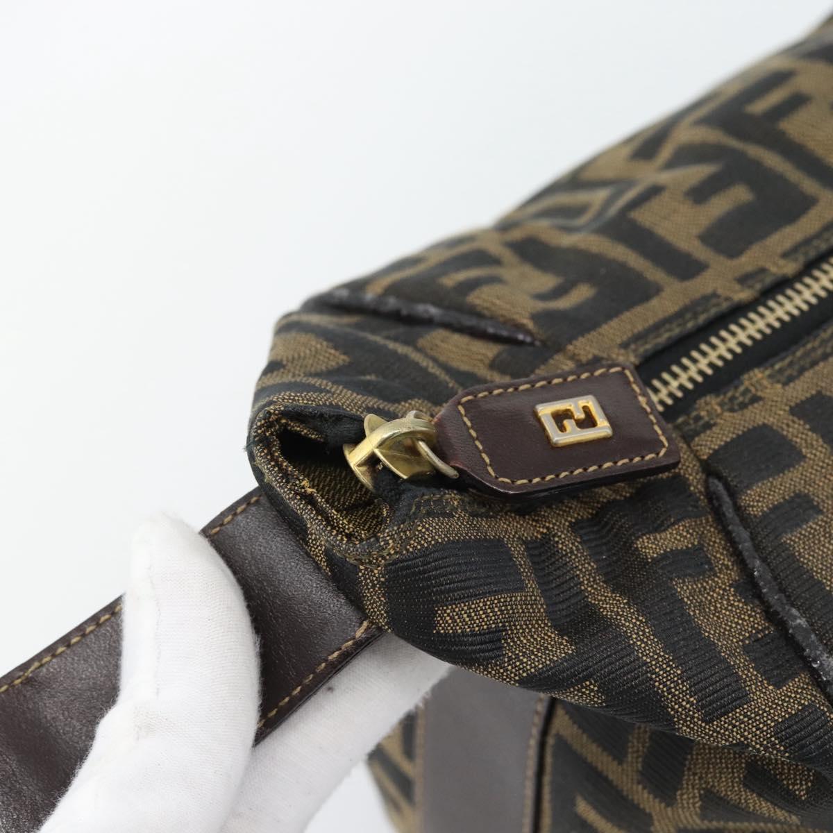 FENDI Zucca Canvas Hand Bag Black Brown Auth 188089