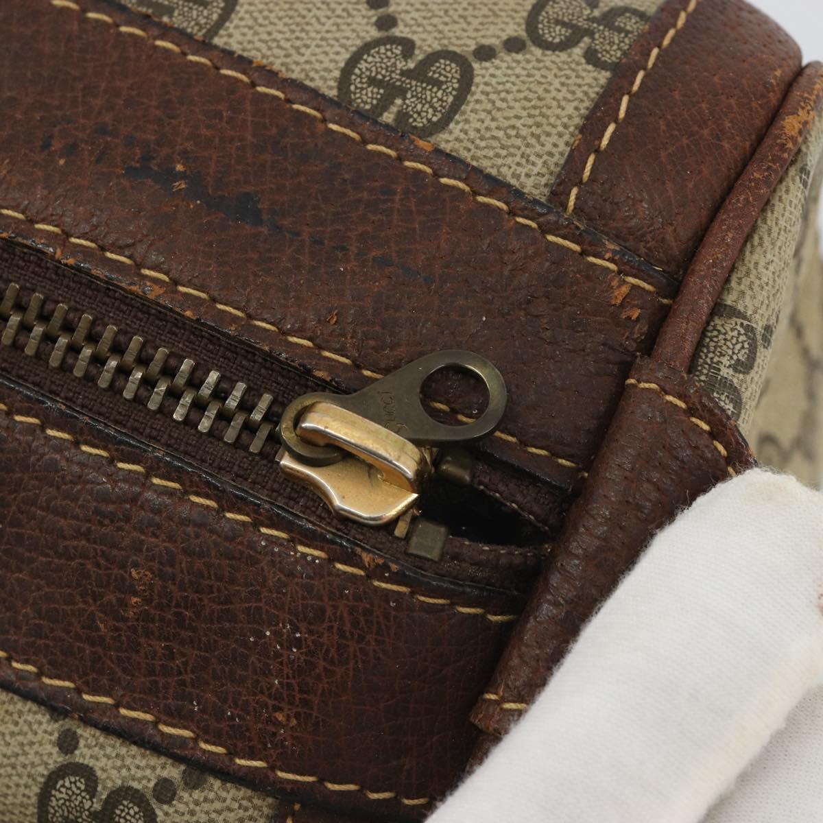 GUCCI GG Supreme Boston Bag PVC Beige Auth 188090