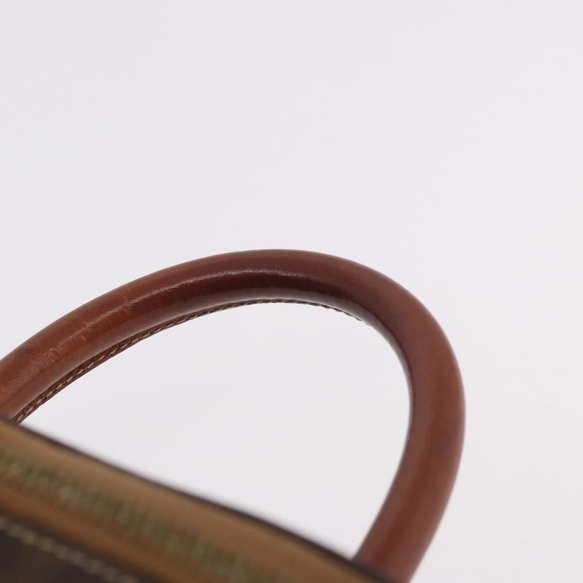 CELINE Macadam Canvas Hand Vanity Pouch PVC Leather Brown Gold Auth 188099