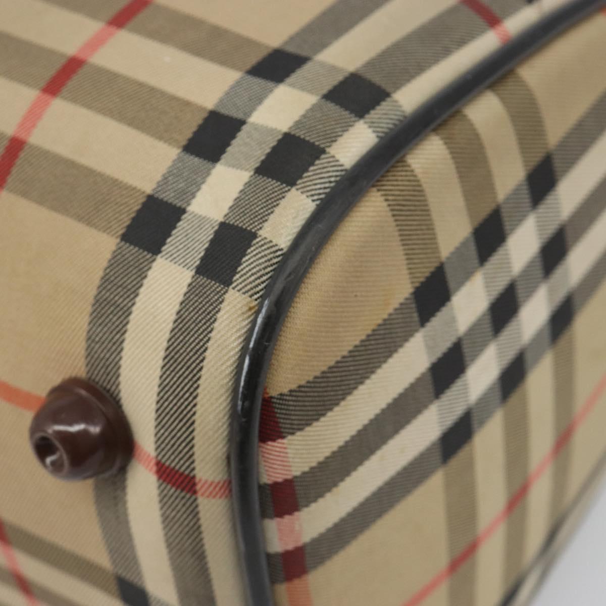 Burberrys Nova Check Hand Bag Canvas Beige Auth 188101