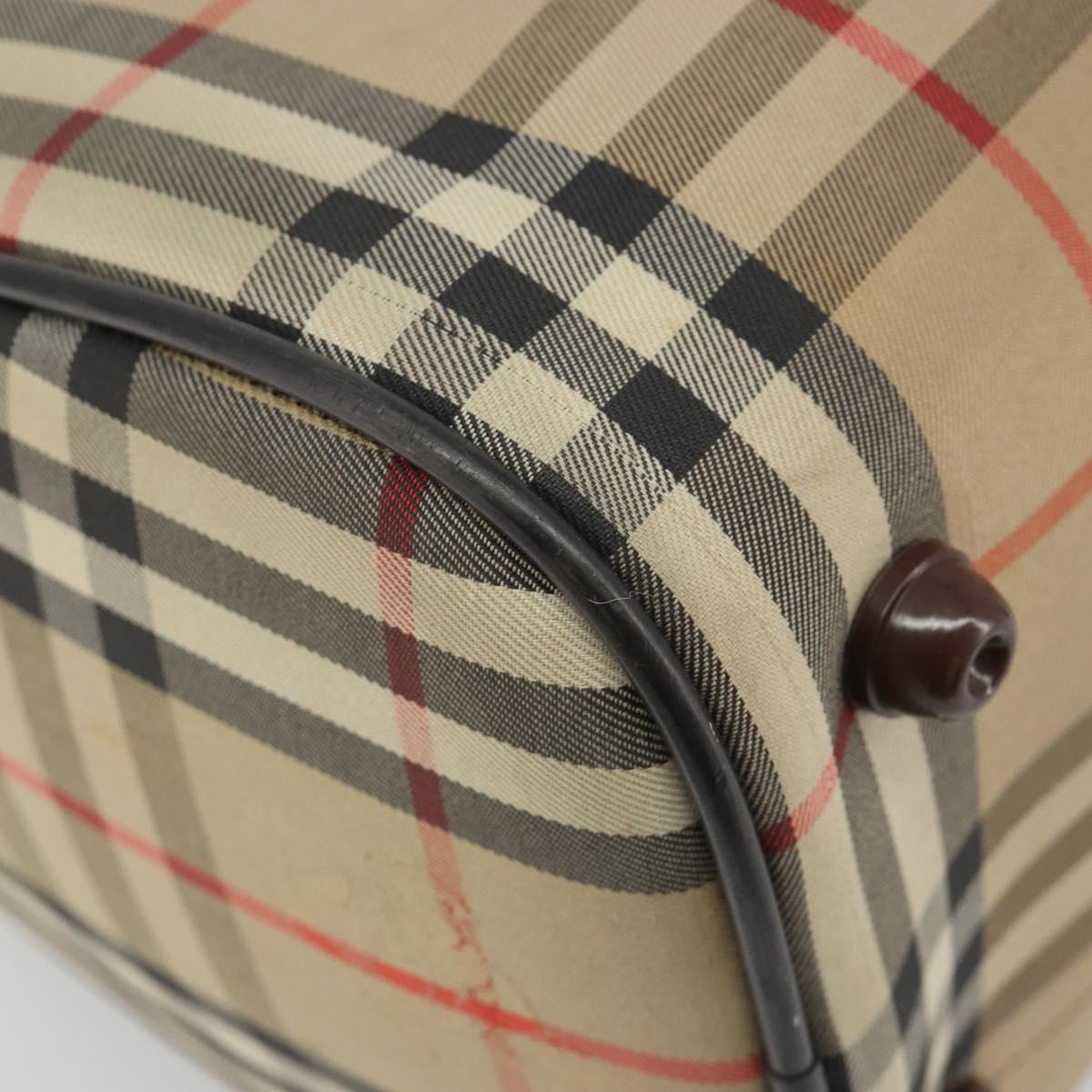 Burberrys Nova Check Hand Bag Canvas Beige Auth 188101