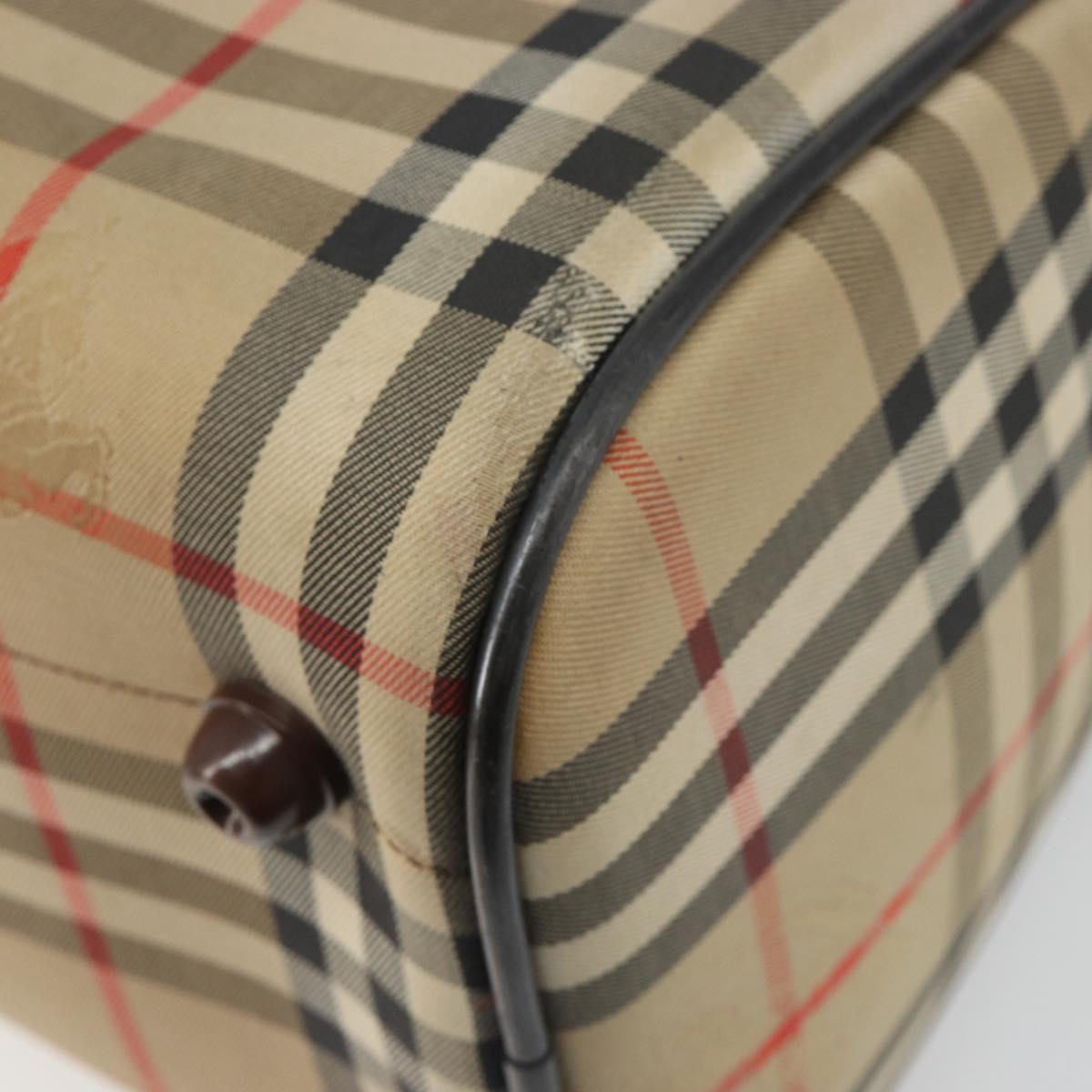 Burberrys Nova Check Hand Bag Canvas Beige Auth 188101