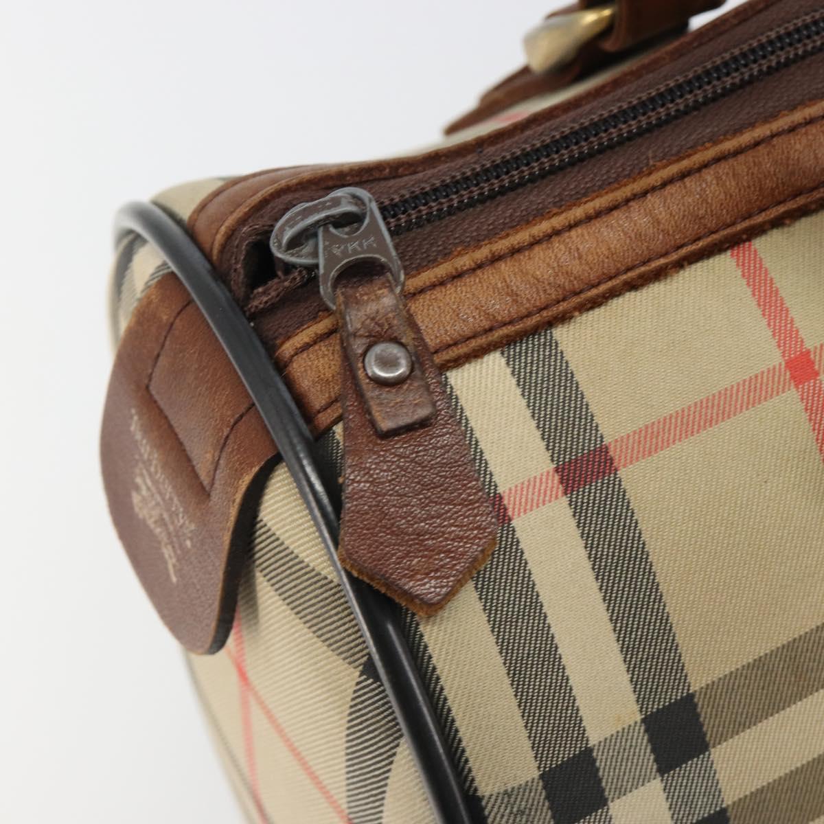 Burberrys Nova Check Hand Bag Canvas Beige Auth 188101