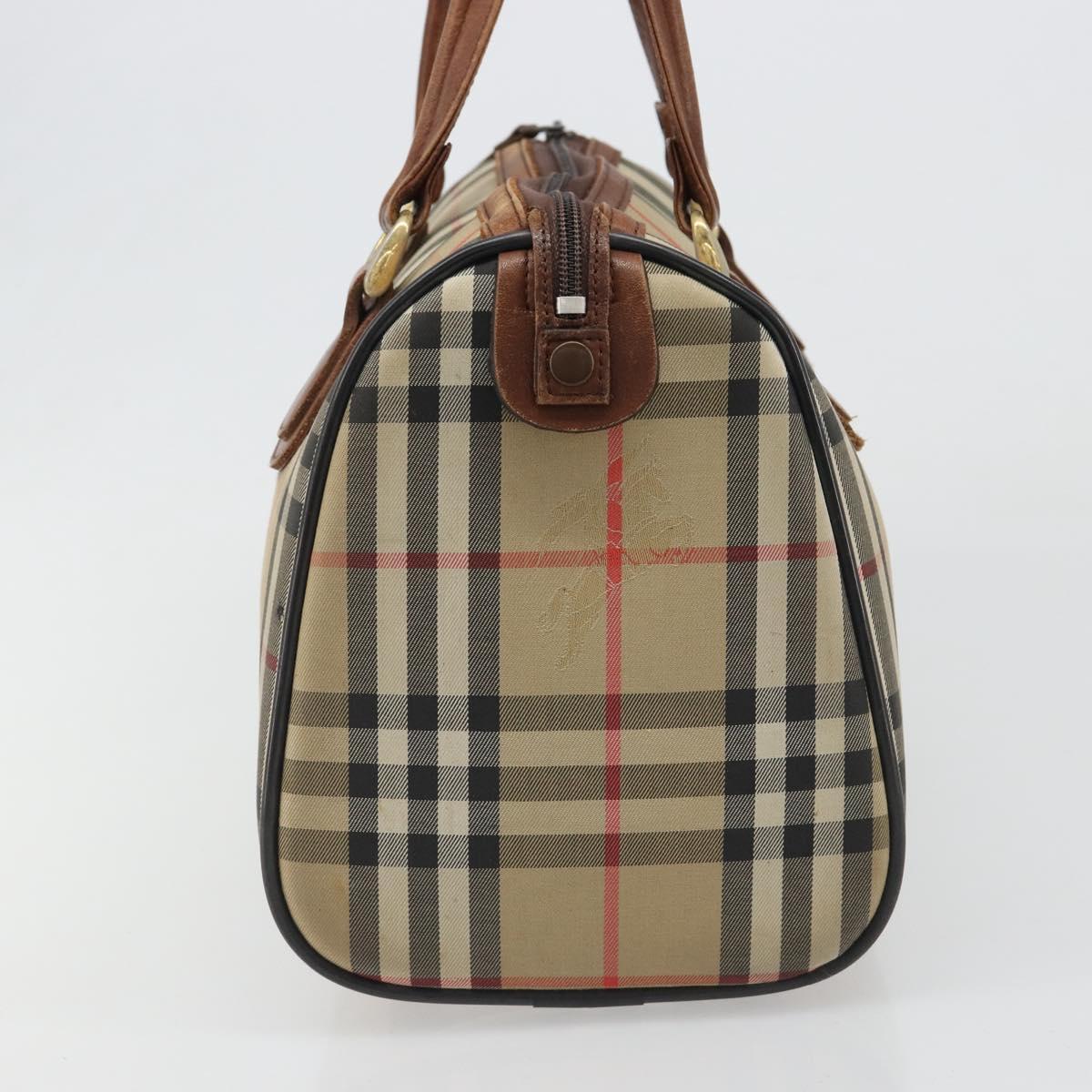 Burberrys Nova Check Hand Bag Canvas Beige Auth 188101