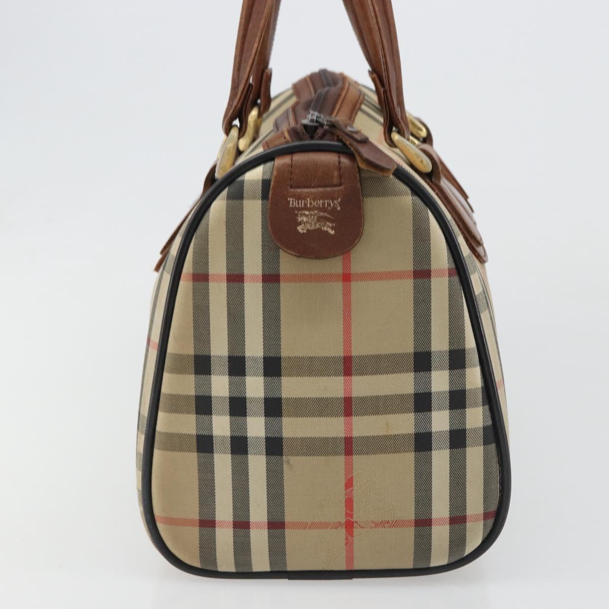 Burberrys Nova Check Hand Bag Canvas Beige Auth 188101
