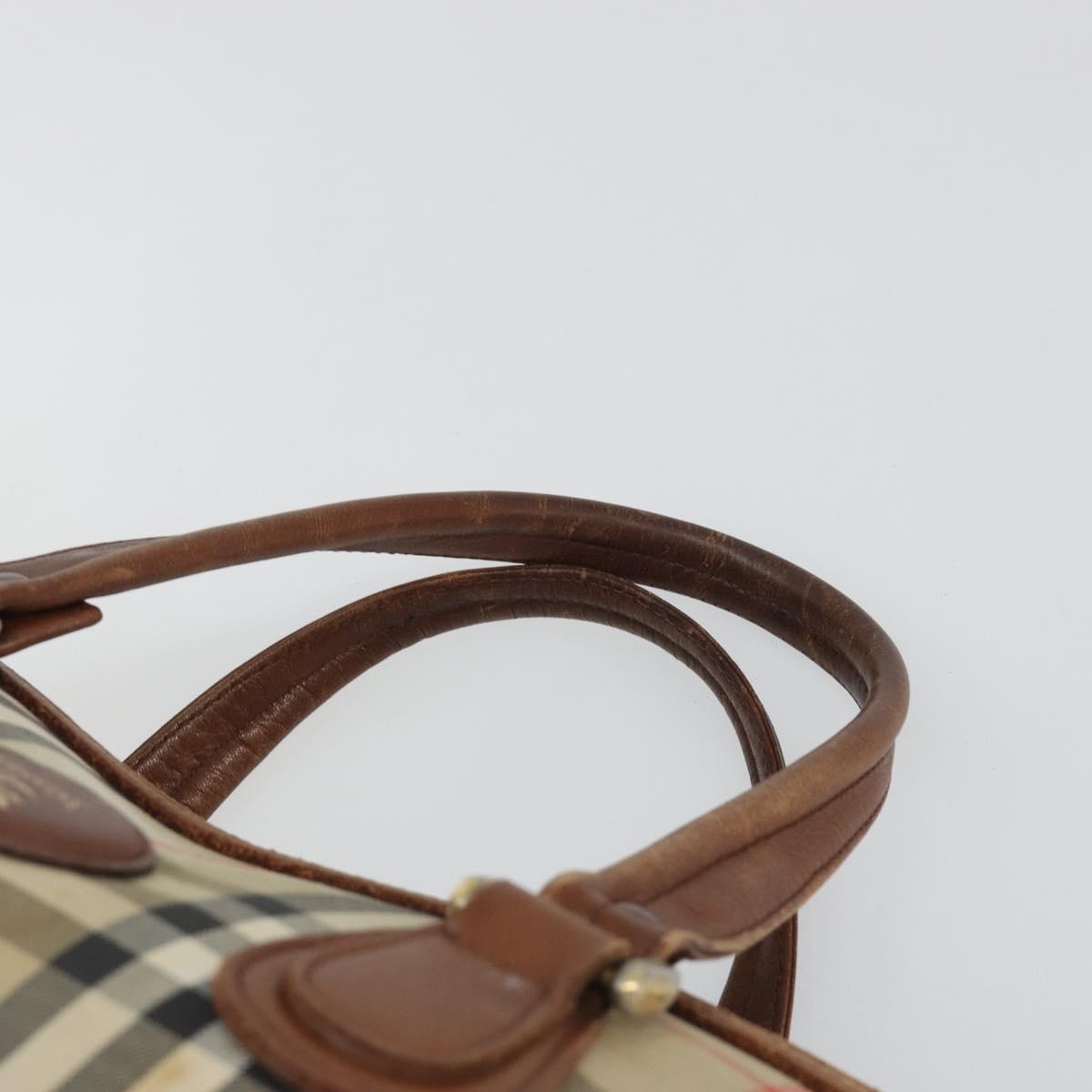 Burberrys Nova Check Hand Bag Canvas Beige Auth 188101
