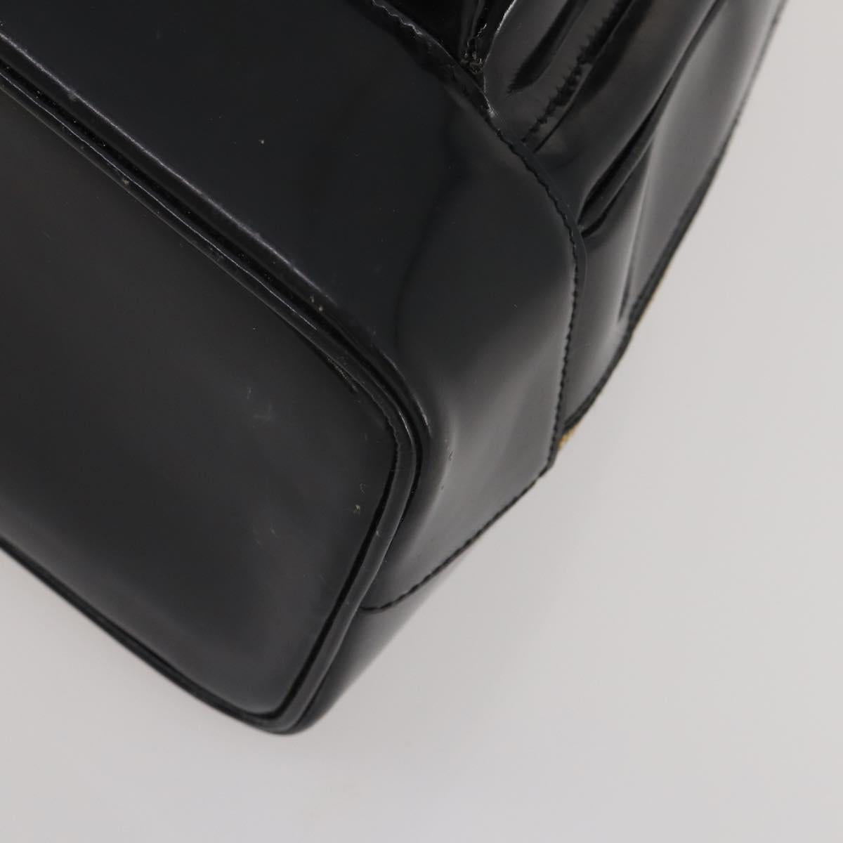 GUCCI Bamboo Body Bag Patent leather Black Auth 188102