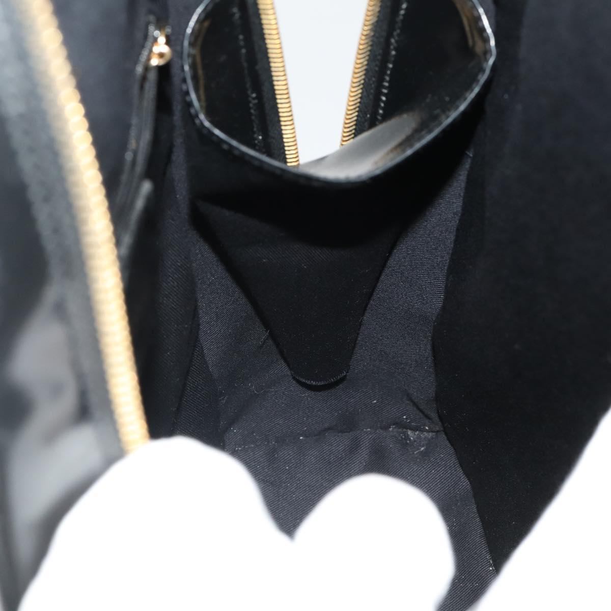 GUCCI Bamboo Body Bag Patent leather Black Auth 188102