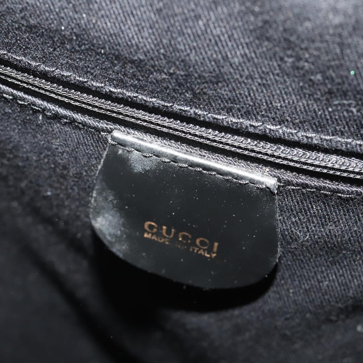 GUCCI Bamboo Body Bag Patent leather Black Auth 188102