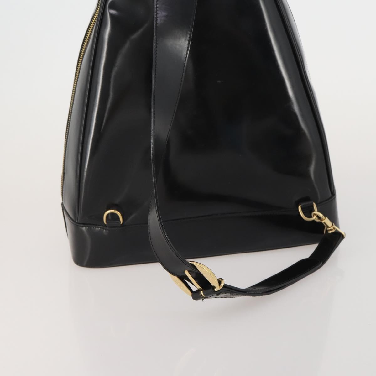 GUCCI Bamboo Body Bag Patent leather Black Auth 188102