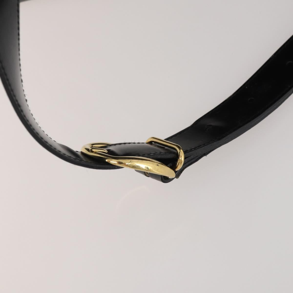 GUCCI Bamboo Body Bag Patent leather Black Auth 188102