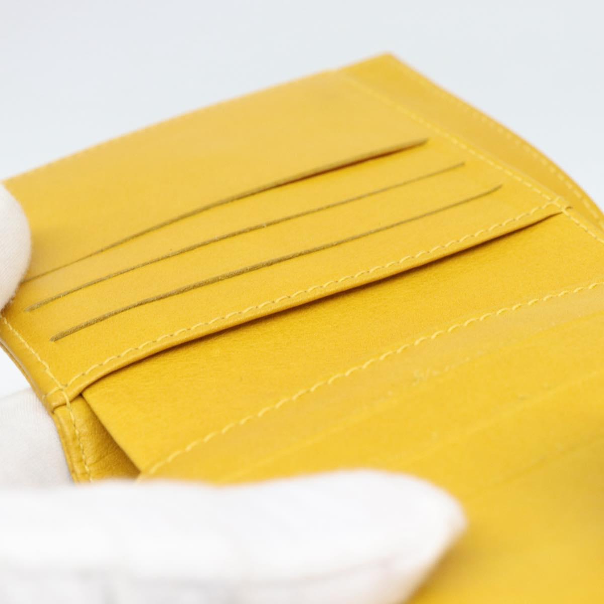 CHANEL COCO Mark Bifold Wallet Caviar Skin Yellow CC Auth 188105M