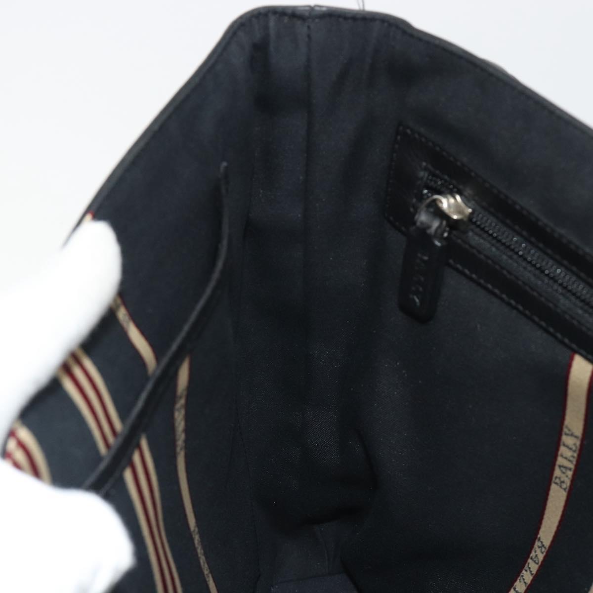 BALLY Shoulder Bag Leather Black Silver Auth 188106