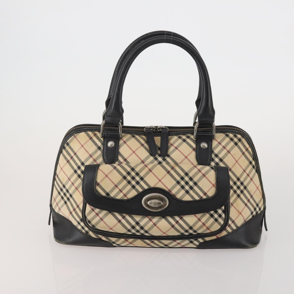 Burberrys Nova Check Hand Bag Leather Canvas 4 Set Brown Beige Auth 188108
