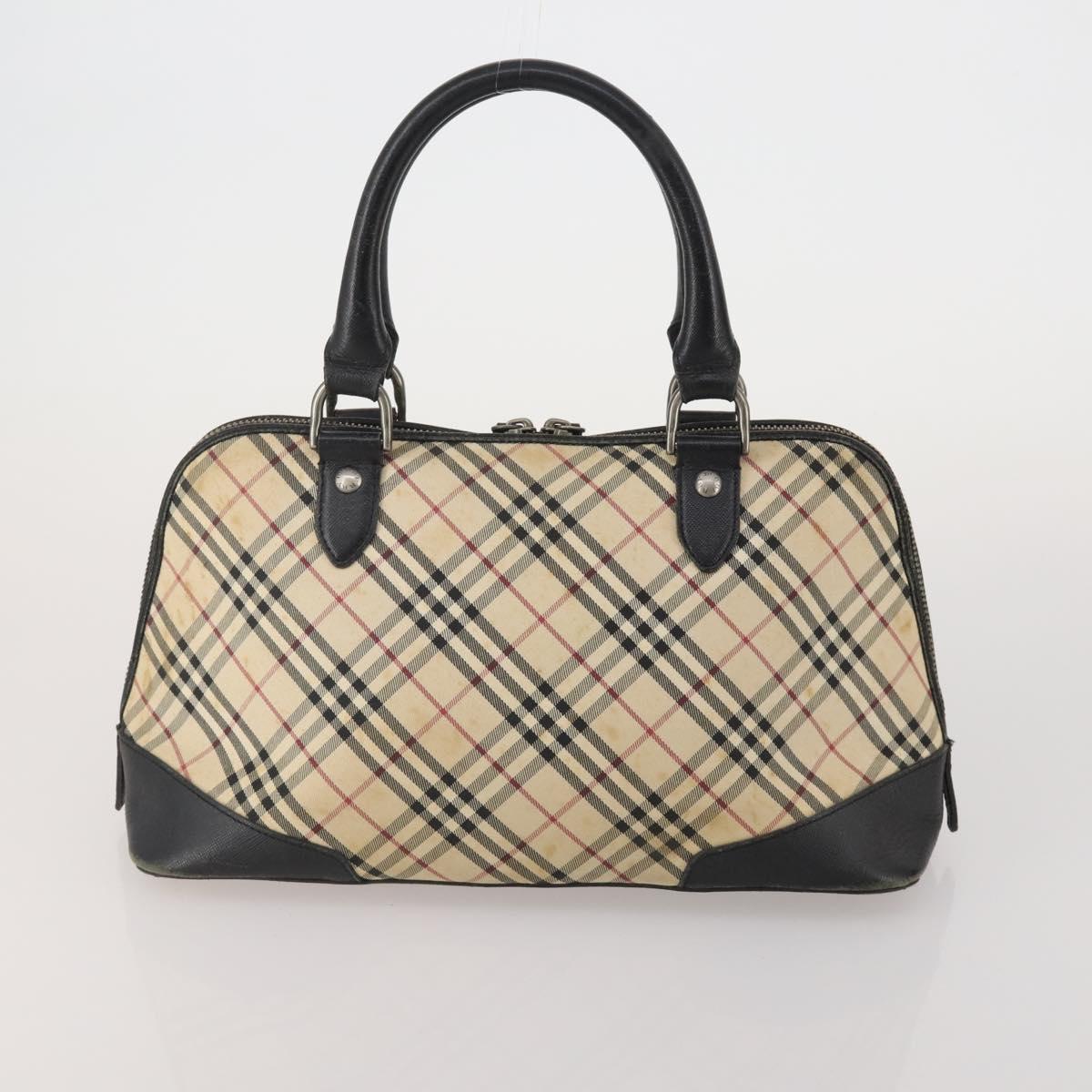 Burberrys Nova Check Hand Bag Leather Canvas 4 Set Brown Beige Auth 188108
