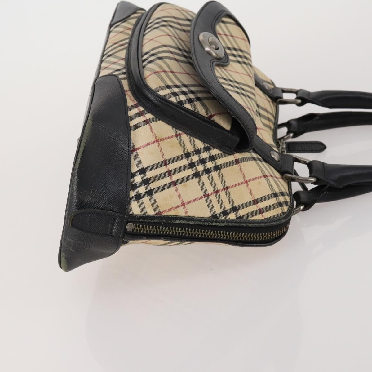 Burberrys Nova Check Hand Bag Leather Canvas 4 Set Brown Beige Auth 188108
