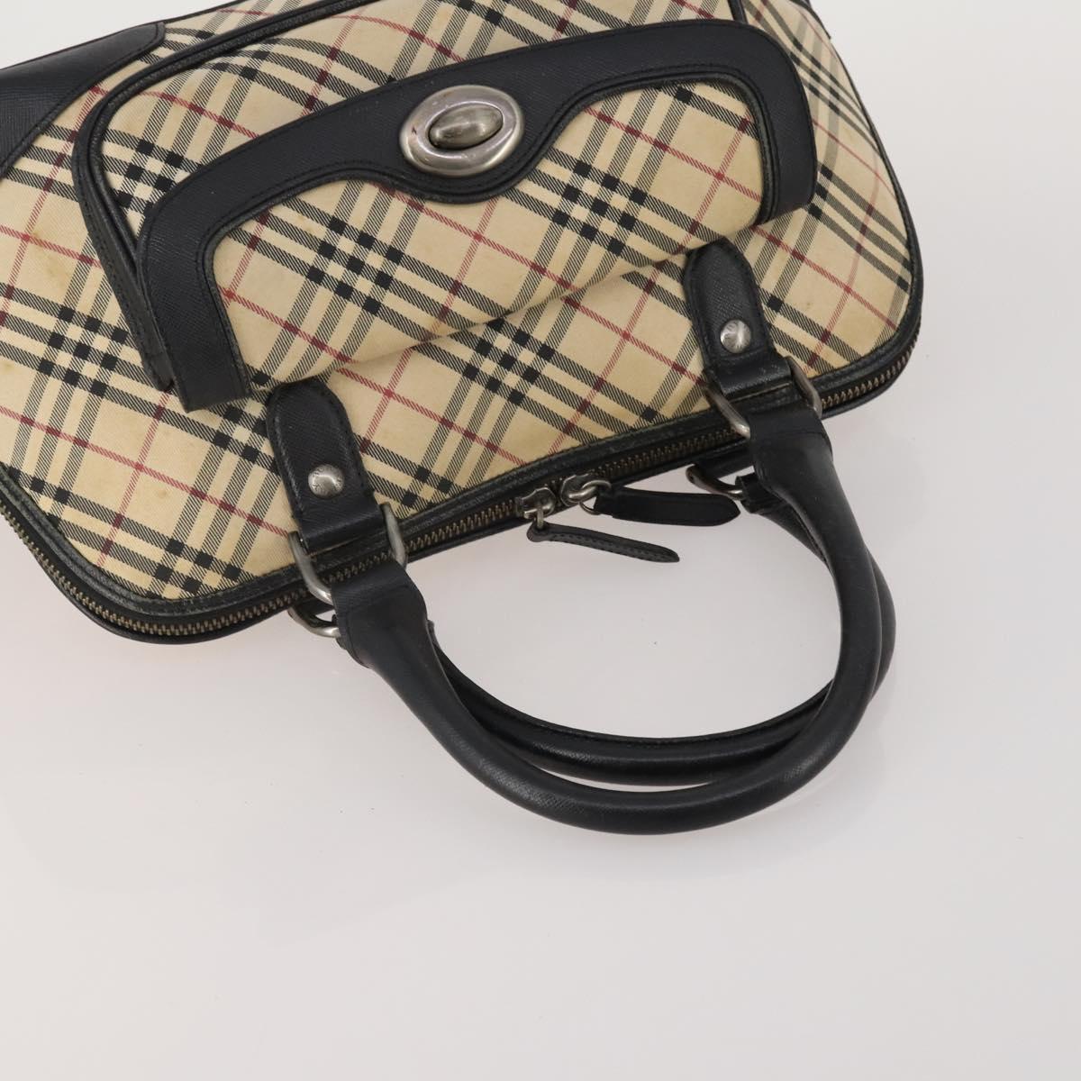 Burberrys Nova Check Hand Bag Leather Canvas 4 Set Brown Beige Auth 188108