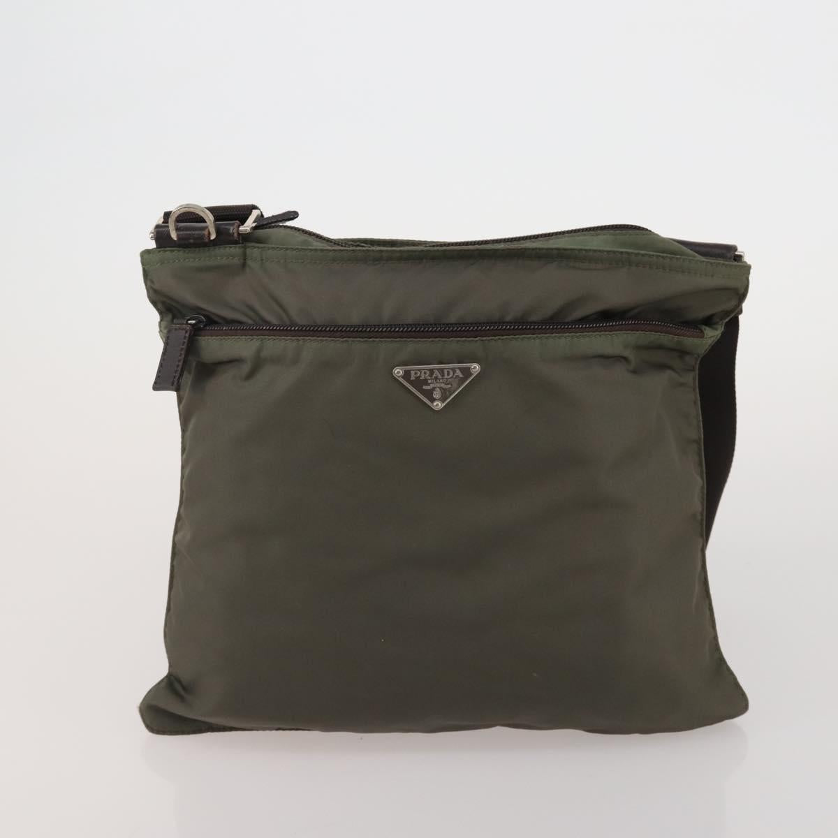 PRADA Shoulder Bag Nylon 5 Set Black Khaki Auth 188113