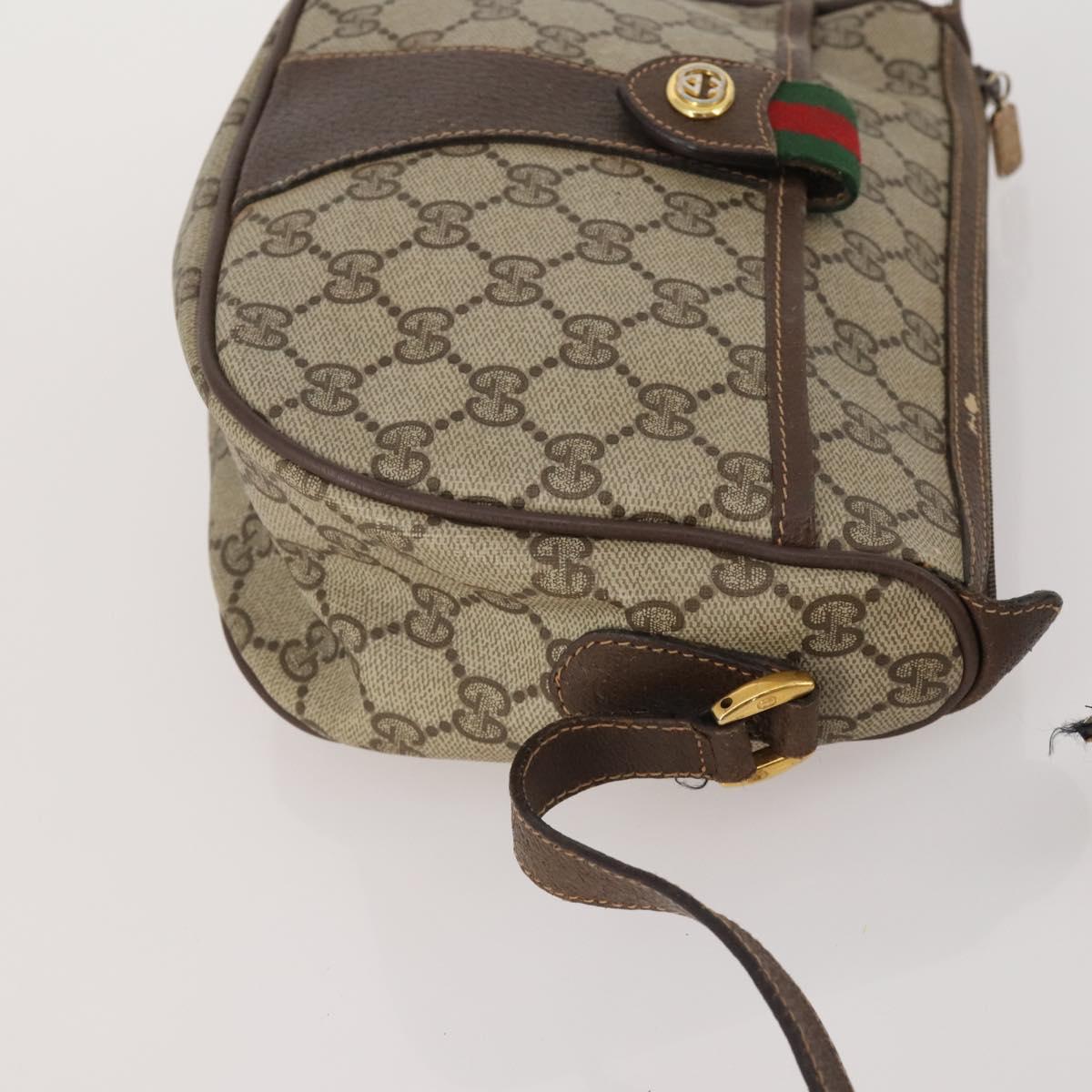 GUCCI GG Supreme Shoulder Bag PVC 4 Set Navy Beige Auth 188116