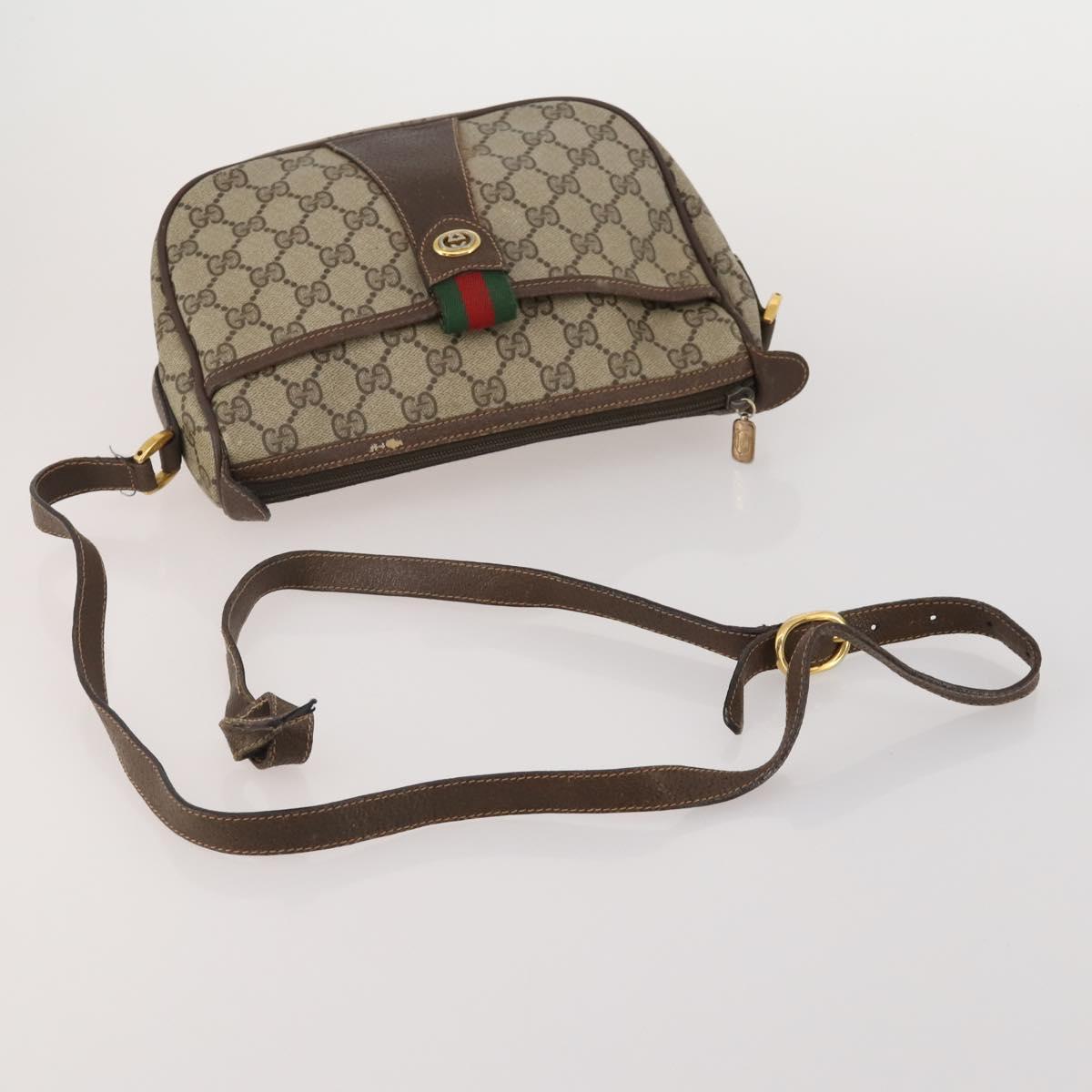 GUCCI GG Supreme Shoulder Bag PVC 4 Set Navy Beige Auth 188116