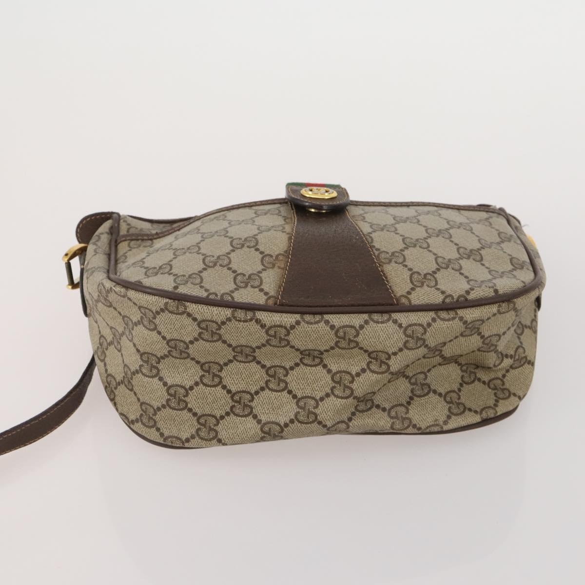GUCCI GG Supreme Shoulder Bag PVC 4 Set Navy Beige Auth 188116