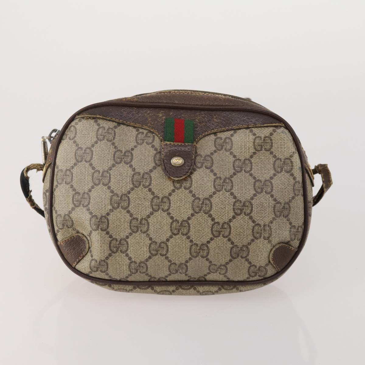 GUCCI GG Supreme Shoulder Bag PVC 4 Set Navy Beige Auth 188116