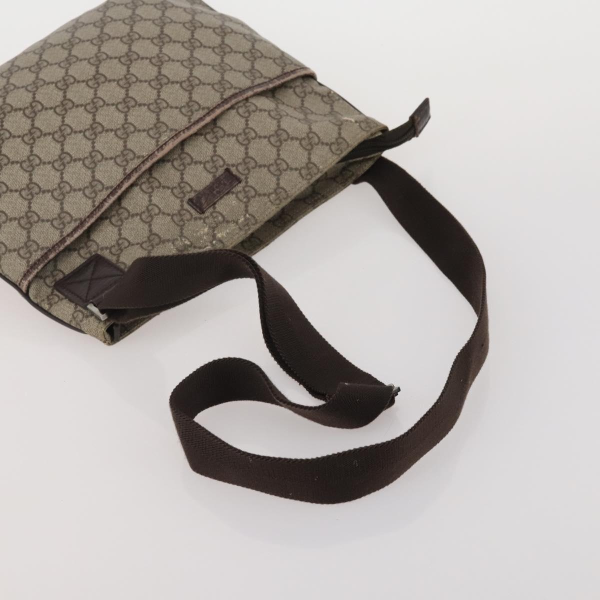 GUCCI GG Supreme Shoulder Bag PVC 3 Set Beige Auth 188118