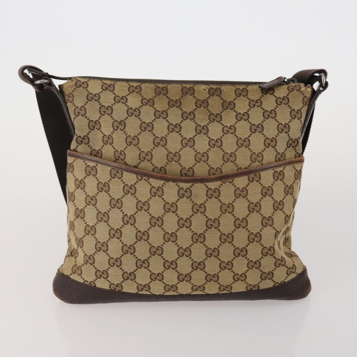 GUCCI GG Canvas GG Crystal Shoulder Bag 5 Set Beige Black Auth 188120
