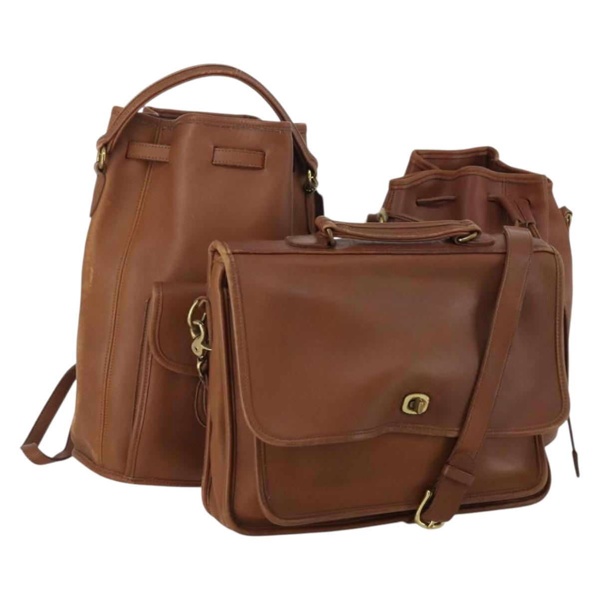 Coach Shoulder Bag Leather 3 Set Brown Auth 188138