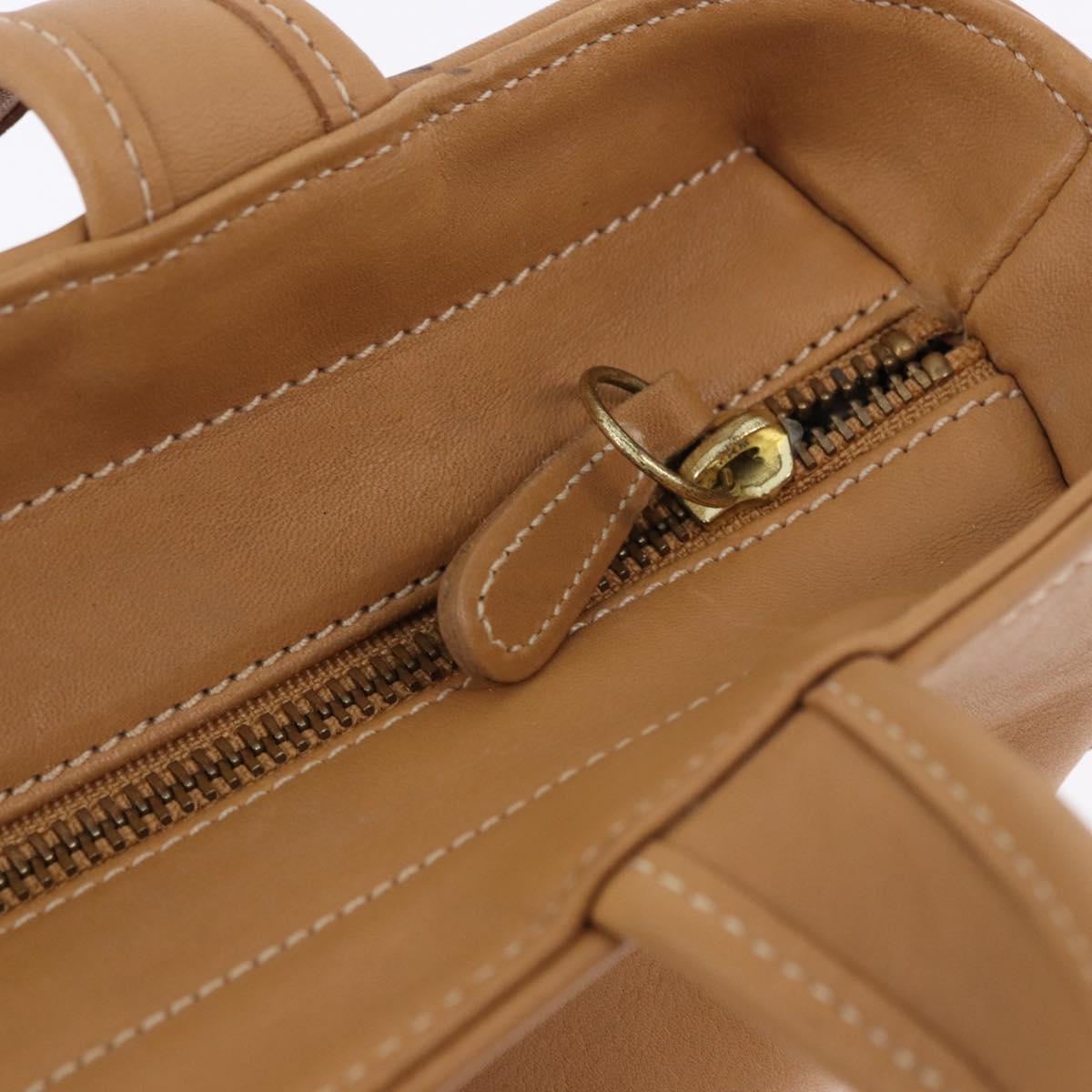 Coach Hand Bag Leather Brown Gold Auth 188180