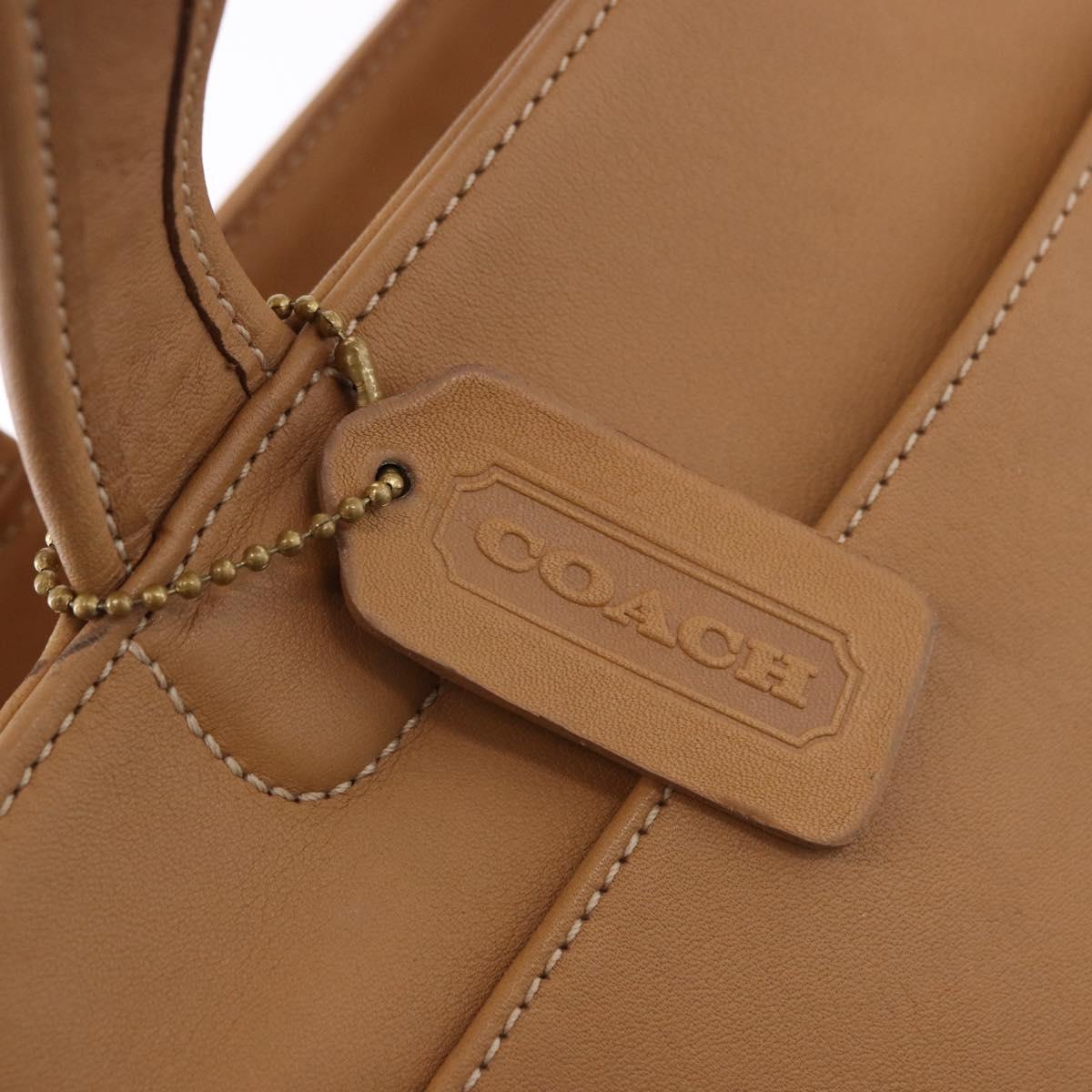 Coach Hand Bag Leather Brown Gold Auth 188180