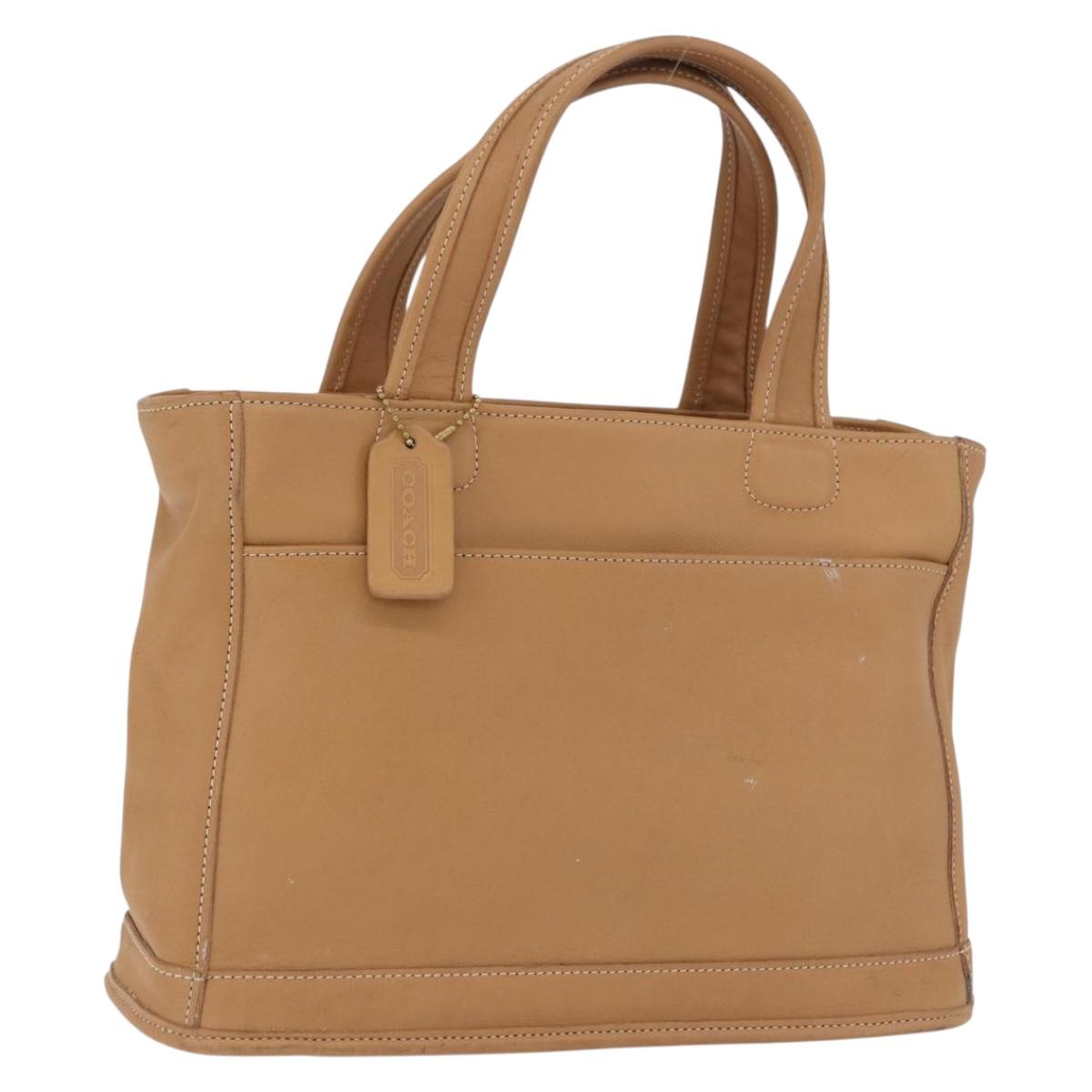 Coach Hand Bag Leather Brown Gold Auth 188180