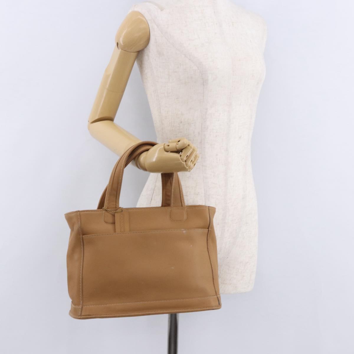 Coach Hand Bag Leather Brown Gold Auth 188180