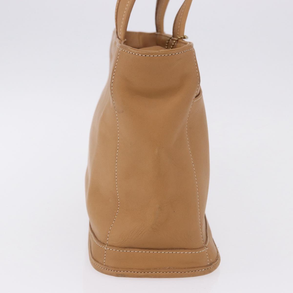 Coach Hand Bag Leather Brown Gold Auth 188180