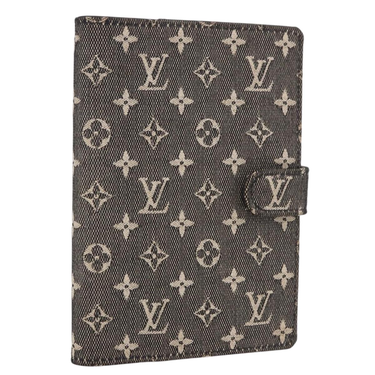 LOUIS VUITTON Monogram Mini Lin Agenda PM Planner Cover Black LV Auth 188193A
