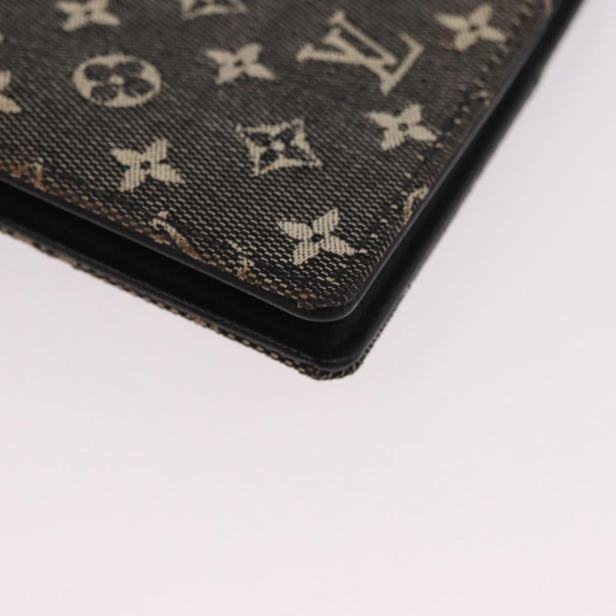 LOUIS VUITTON Monogram Mini Lin Agenda PM Planner Cover Black LV Auth 188193A