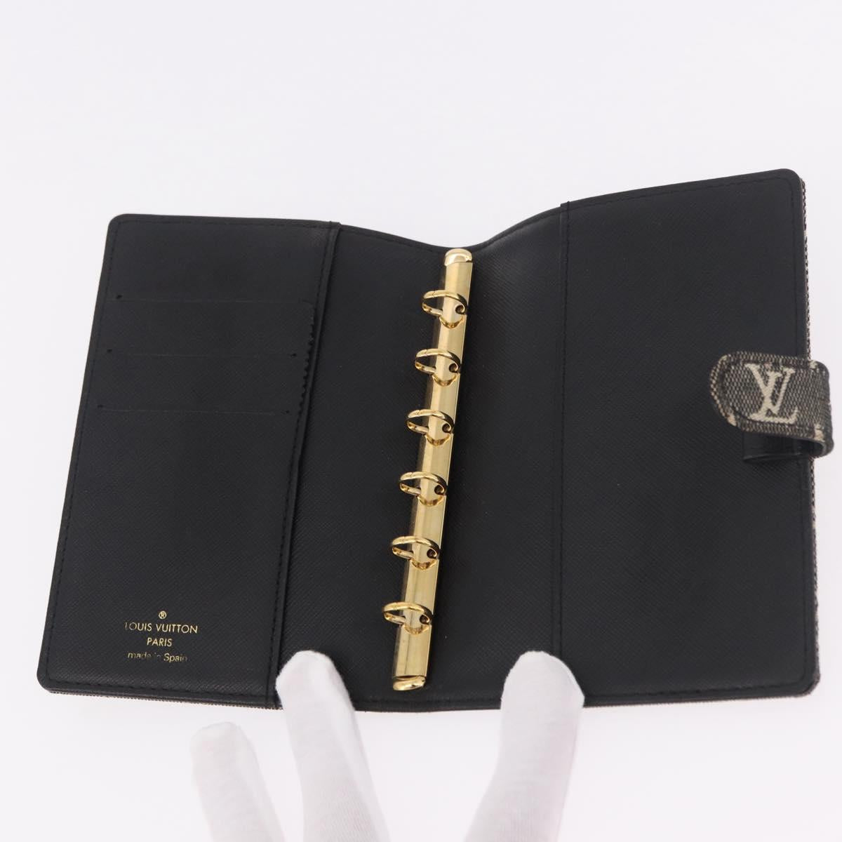 LOUIS VUITTON Monogram Mini Lin Agenda PM Planner Cover Black LV Auth 188193A
