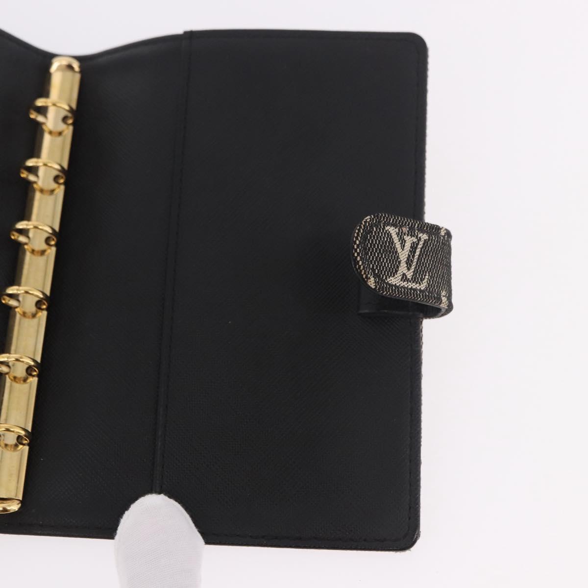 LOUIS VUITTON Monogram Mini Lin Agenda PM Planner Cover Black LV Auth 188193A