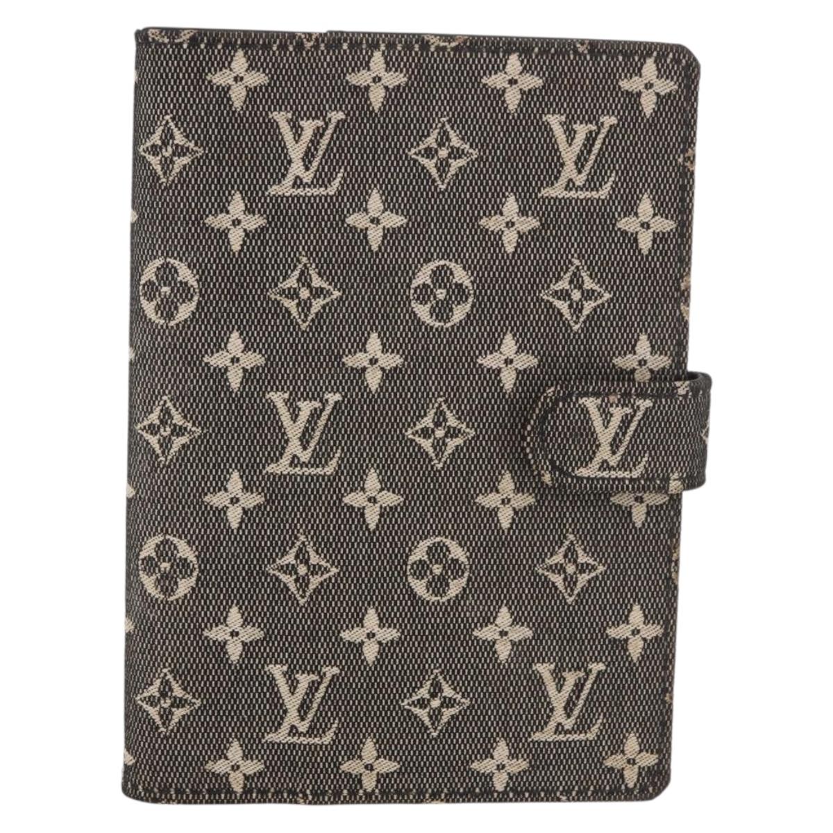 LOUIS VUITTON Monogram Mini Lin Agenda PM Planner Cover Black LV Auth 188193A