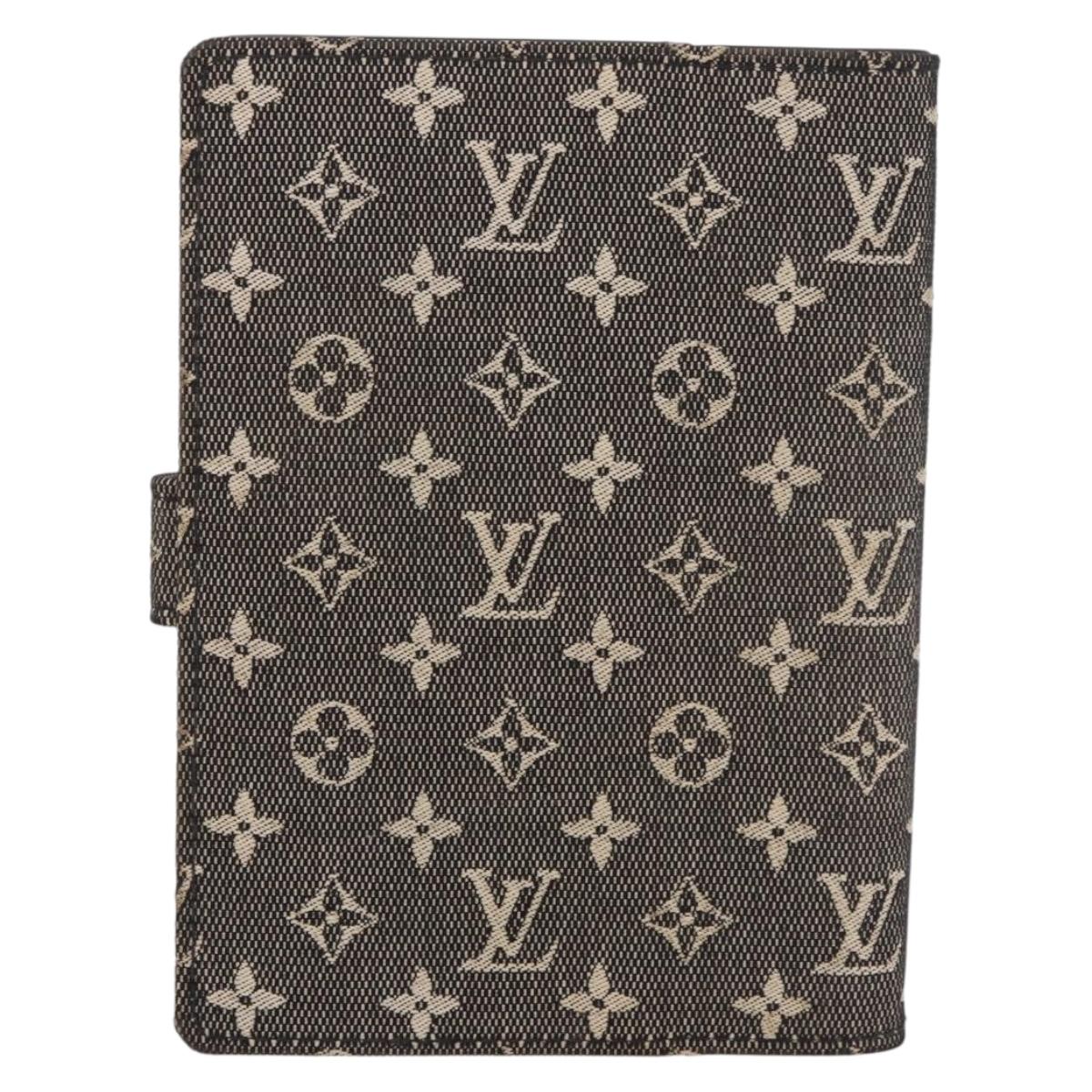 LOUIS VUITTON Monogram Mini Lin Agenda PM Planner Cover Black LV Auth 188193A