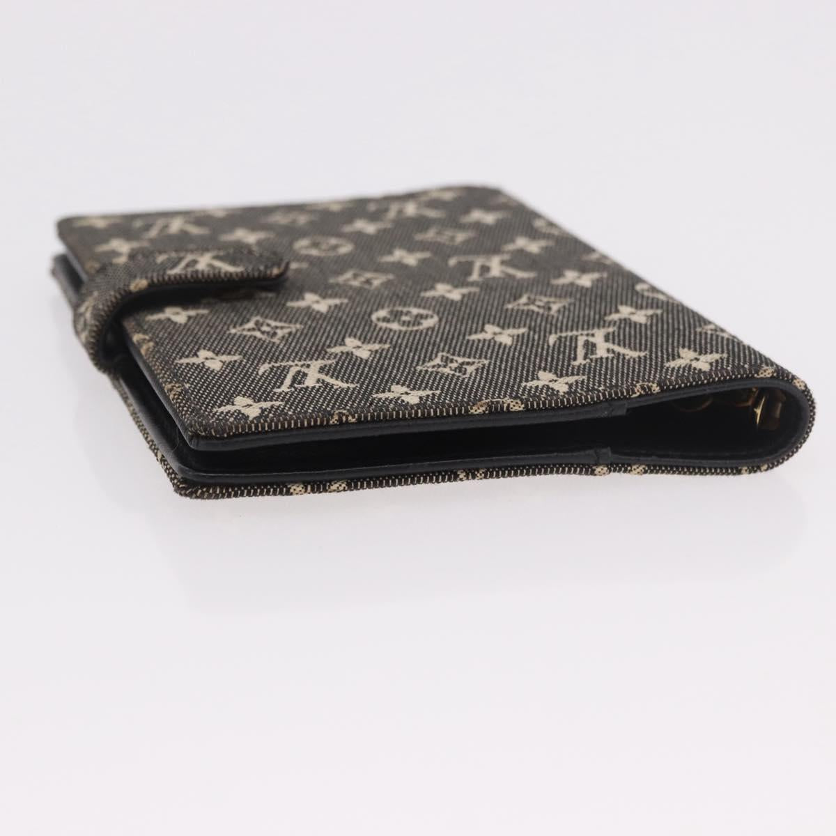 LOUIS VUITTON Monogram Mini Lin Agenda PM Planner Cover Black LV Auth 188193A