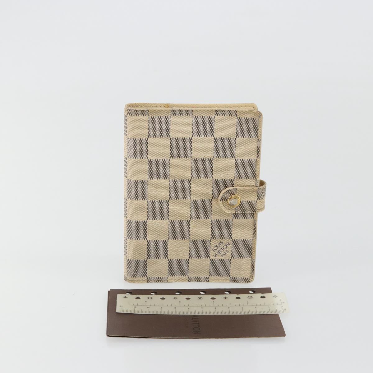 LOUIS VUITTON Damier Azur Agenda PM Day Planner Cover R20706 LV Auth 188195