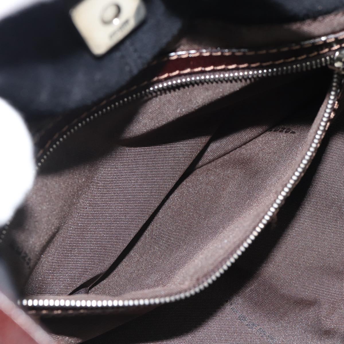 FENDI Shoulder Bag Suede Black Gold Auth 188202